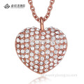 Stainless Steel Rose Gold Micro Pave Stone Heart Necklace Pendant Wholesale